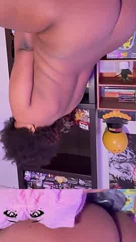 Slutty Black squirting on 12 inch bbc vibrator