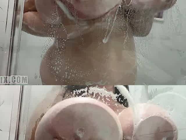 Giant Soapy Boobs on Glass in the Shower - Compilation 1 Large Tits on Glass - Milly Marks