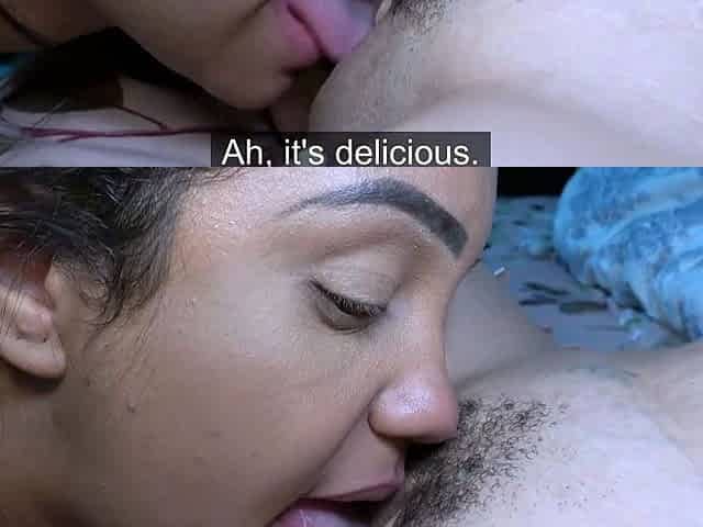 Blonde and brunette lesbians licking and sucking pussy
