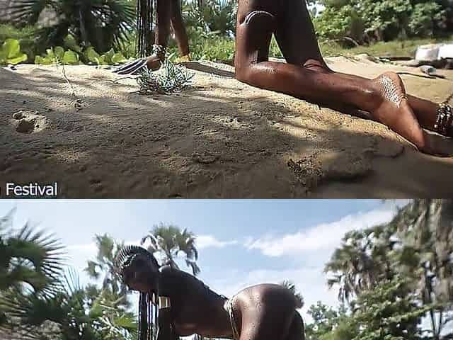Fortunate foreigner screwed this Afro tribe queen ideal body in the village river