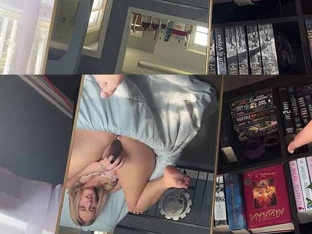 Concupiscent nerd watches her vagina get creamy playing with a BBC