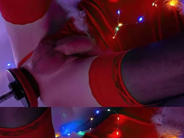 Celebrating Recent Year in hawt Christmas costume with bang machine and large anal toy ????