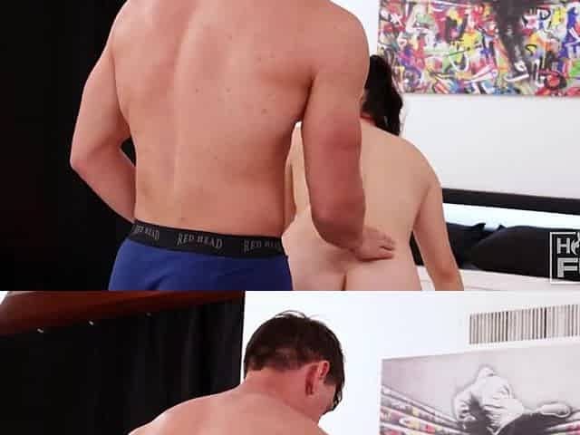 Muscle Man Spreads Horny Latina Apart