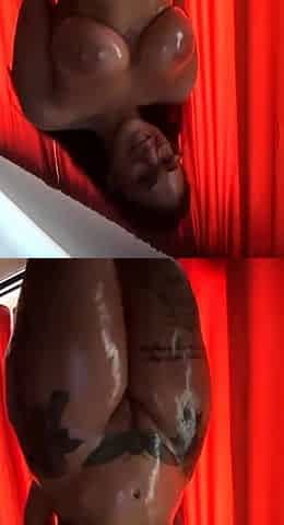 Wet tattooed raven babe Sahron with big boobs masturbates
