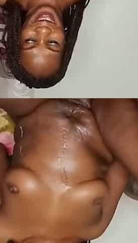 African MILF Enjoying Large Dildo for Squirting