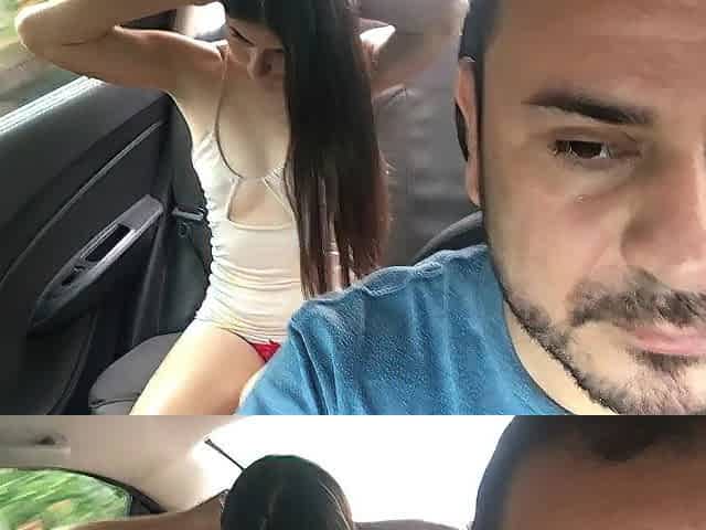 pretty journalist changes garments in the back seat of the uber