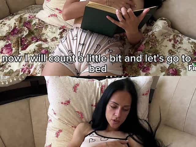 Step Son Fingering His Step Mom While She Reading a Book, and Then Fuck and Cum Inside.
