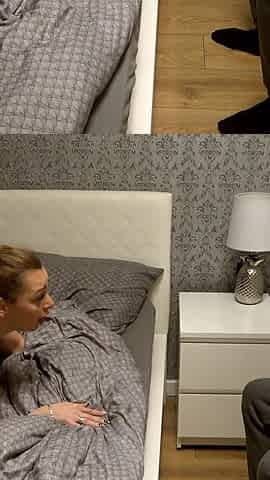 Cuckold Creampie Cleanup, Wife Fucks Neighbor in Front of Husband