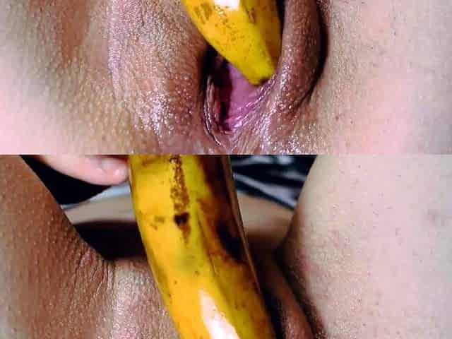 Asian Teen Masturbates with Banana on Webcam
