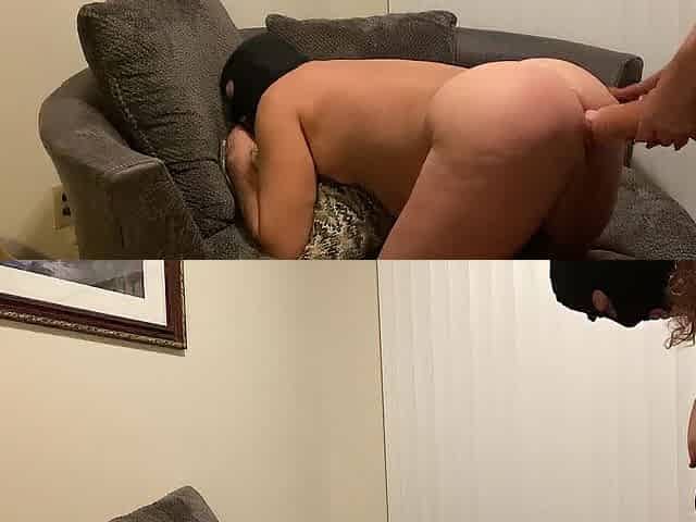 Mistresse pegging sub on a swivel chair