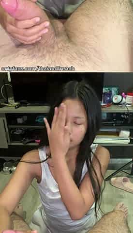 Beautiful 18 Year Old Asian Sucks Big White Cock and Gets Fucked From Behind