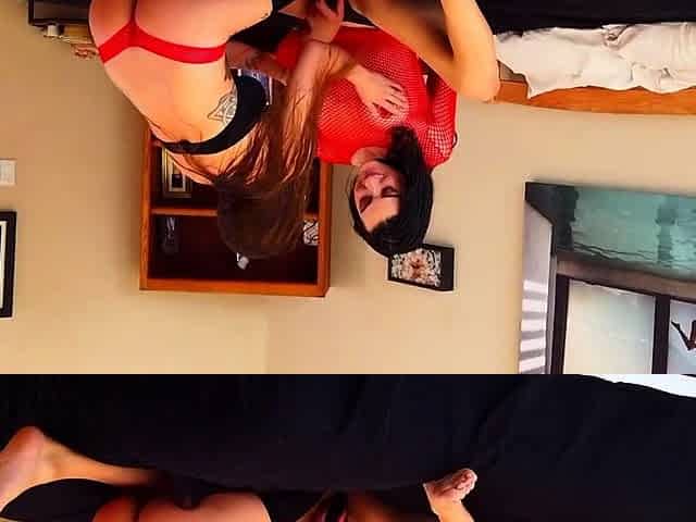 Naked brunette lesbians licking and fingering juicy pussies