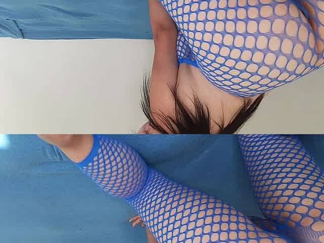 Farting in Blue Fishnet