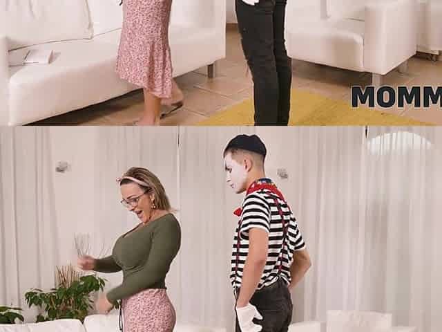 MILF Aubrey Black seduced a young mime to test his abilities