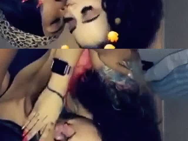 Ebony Amateur Lesbians Kissing and Squirting