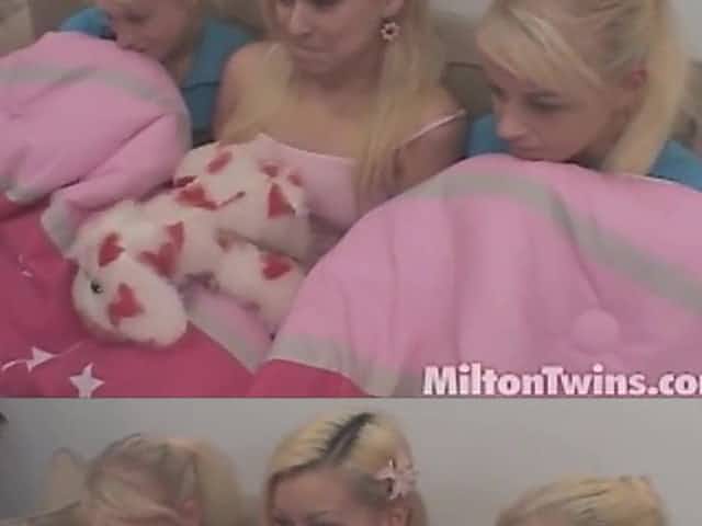 Twin teens the Milton Twins get fingered by hot blonde