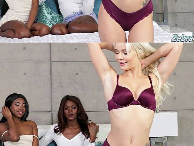 White lesbian Elsa Jean is having sex fun with two black girlfriends