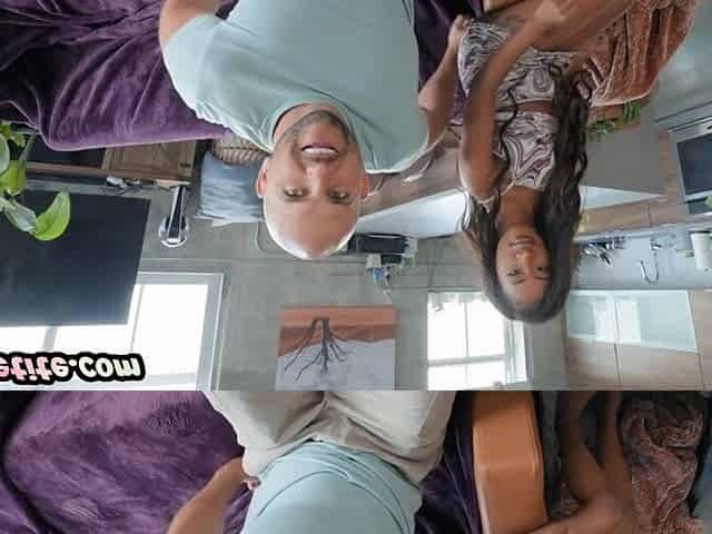 Tiny ebony babe pussybanged by bald man