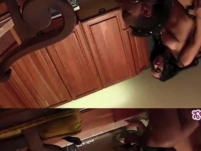 Isis Love and Nikki Darling Share Thong-On Kitchen Domination Play