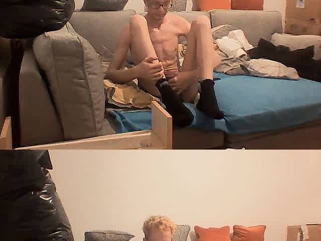 Slender teenger jerks his jock and shows off his body in front the camera