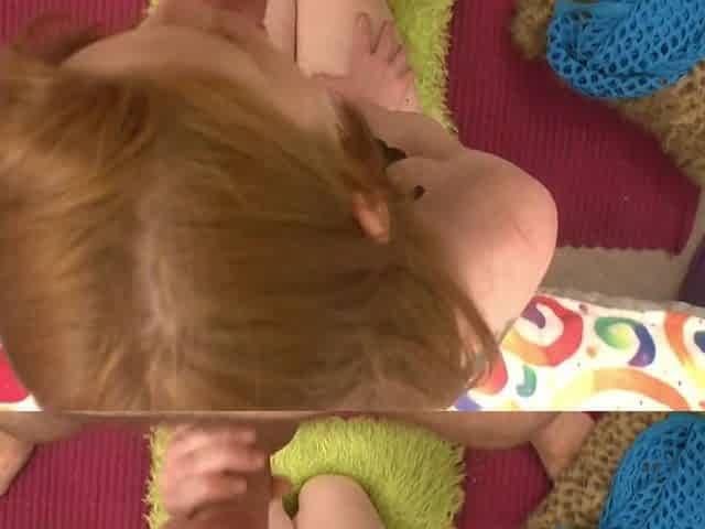 Alluring freckled teen swallows cum