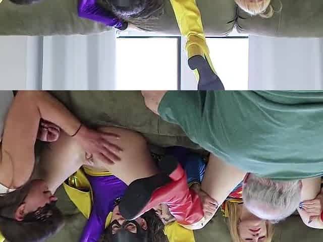 small cuties in cosplay after comic con drilled by grandpa