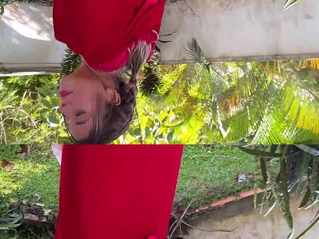 Little Red Riding Hood lost a fruit from her basket and is looking for it in the wolf's panties.