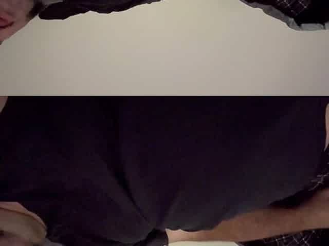 Plump man masturbates to climax and cum in couch