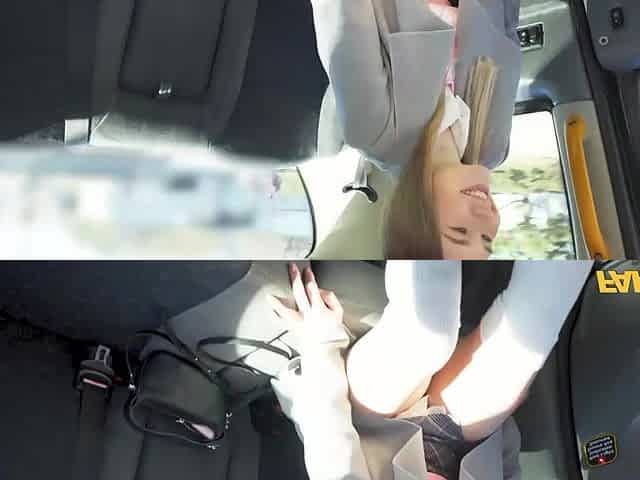 Slutty teen with no panties on pays her uber driver with a roadhead
