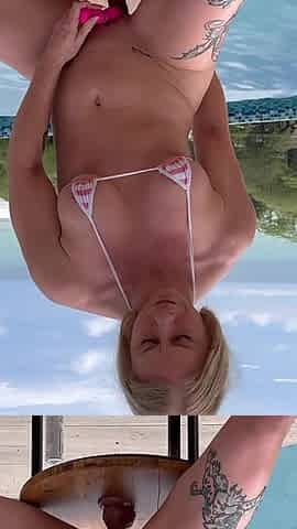 Dildo Riding at the Pool