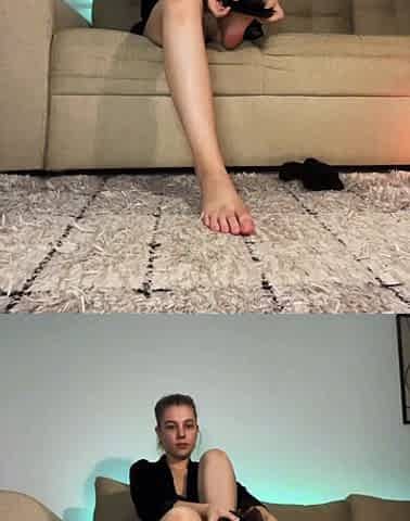 Foot Fetish in Stockings. Amazing Striptease