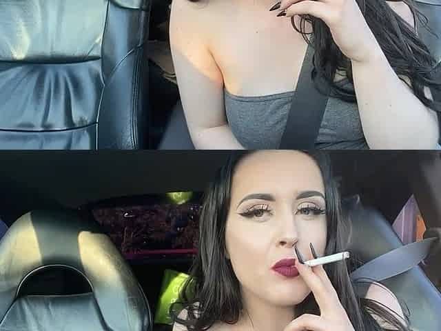 British babestation cutie Smokin' in the car! Getting weird looks for recording!