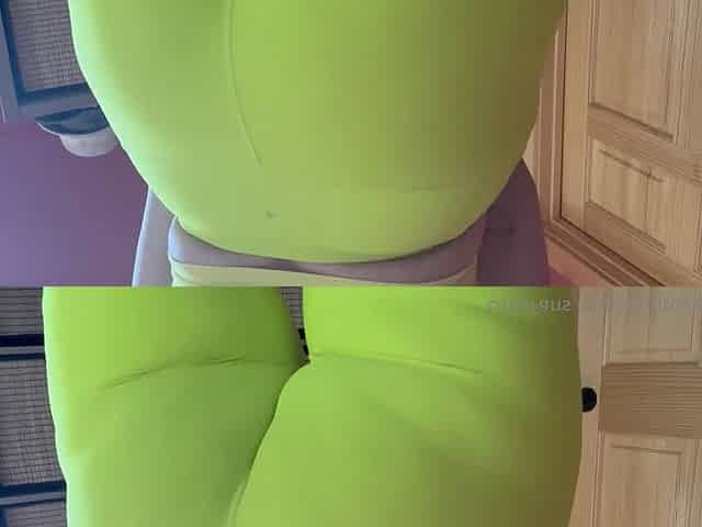 longtoesally Tight yellow spandex shorts, ass clenching, left to right cheeks and both cheeks and more
