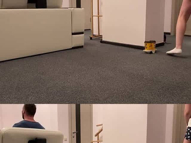 That babe sucked delivery chap knob and put his cum to her cuckold - spouse's coffee