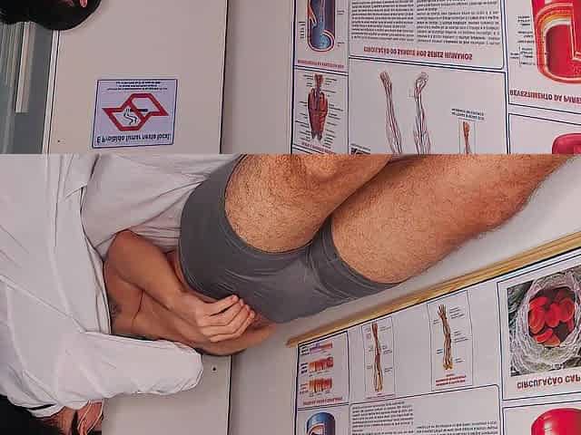 Erection in front of the nurse