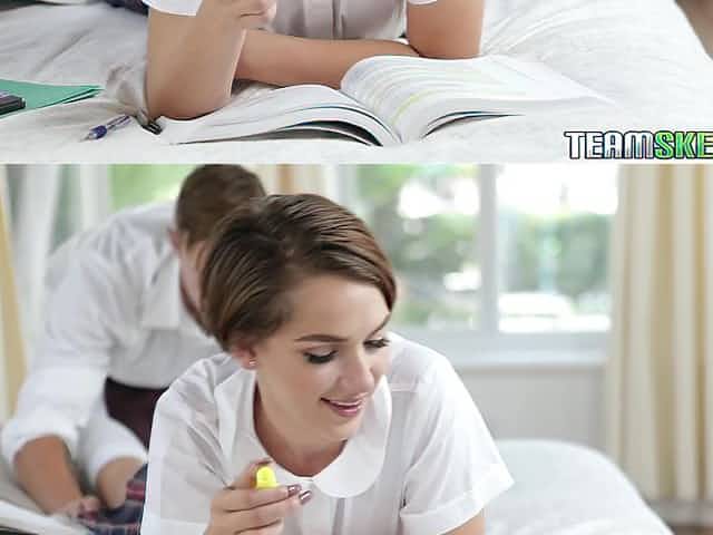 Cute college chick Natalie Porkman gets her pussy licked and fucked