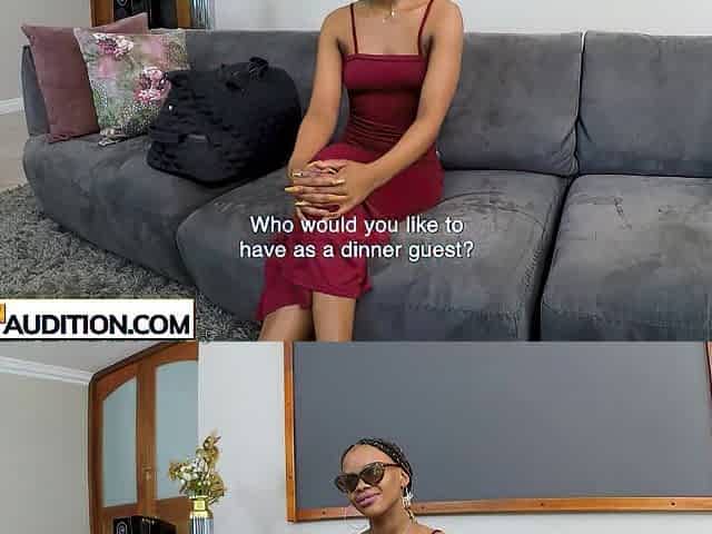 Sexy large booty Afro teen drank large ramrod and got screwed at fake casting