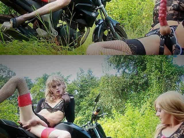 Cutie BANGS Sissy with spiked vibro wang OUTDOOR
