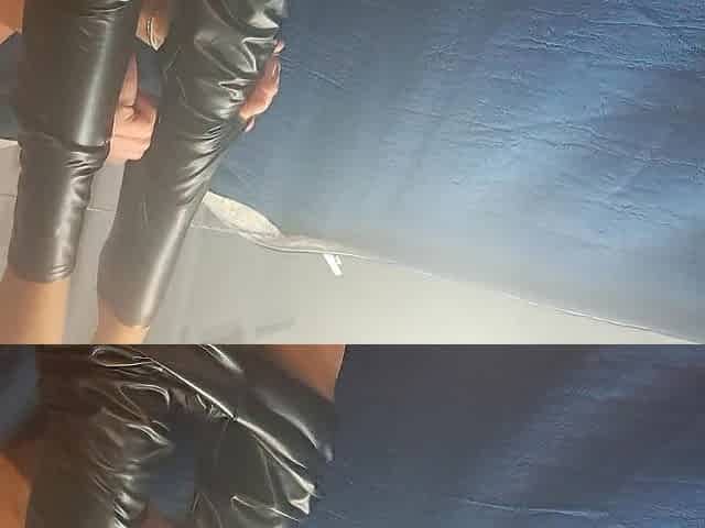 Silicone doll in shiny leather leggings, i like legjob and tightsjob