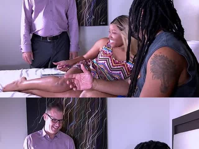 Porn Star Nina Rivera gets drilled real hard by a ebony and a white rod