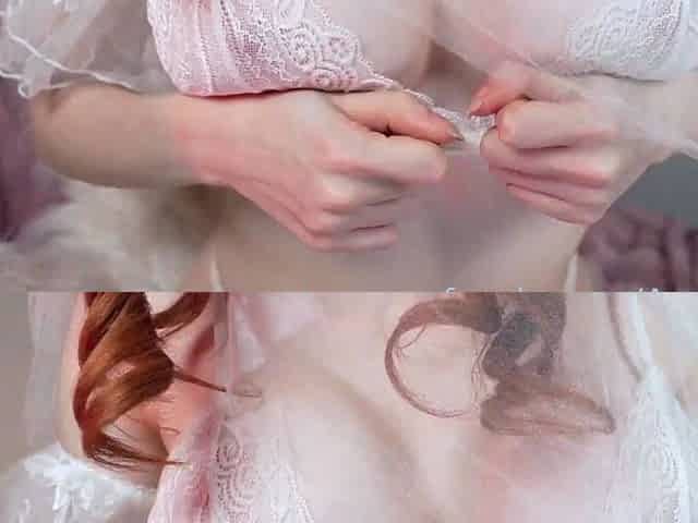 Amateur redhead fully nude on bed and masturbating