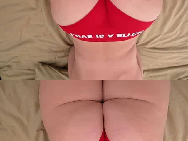 Thick Girl in Tight Red Panties Fucks with a Guy