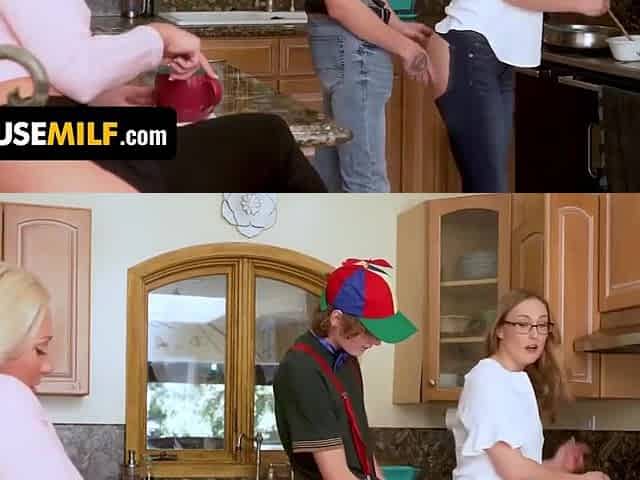 Stepmom Step Pleasure Spoiled Boy In The Kitchen With Ophelia Kaan And Alexis Malone
