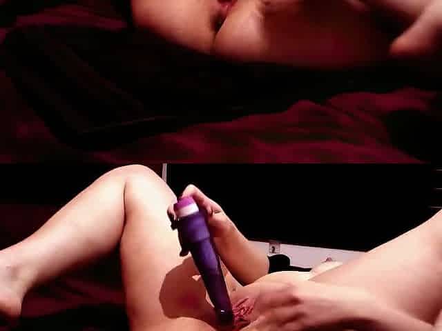 WIDE OPEN pink snatch takes sex-toy full in and out - Lustful groans, moist pussy