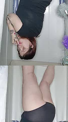 Shower disrobe tease and pissing myself