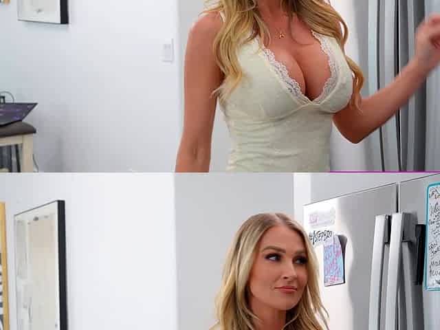 Horny blonde stepmom MILFs get swapped