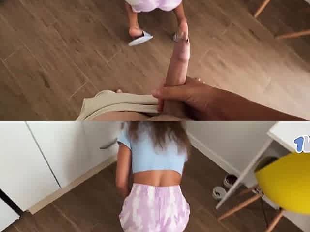 Curly haired cleaner gets rough amateur blowjob during office cheating