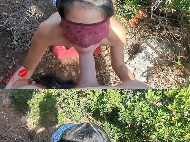 POV Deepthroat at Public Beach - Nasty Asian Girl with Outdoor Blowjob & Throat Fuck