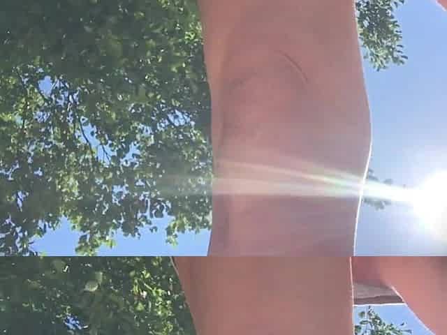 in the Park a cutie out of pants. UP PETTICOAT. CLOSE UP