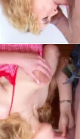 Horny blonde teen wants the craftsman and seduces him to have sex